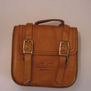 Karlo Chino Leather Mini Bag Charm, Tan Brown, New